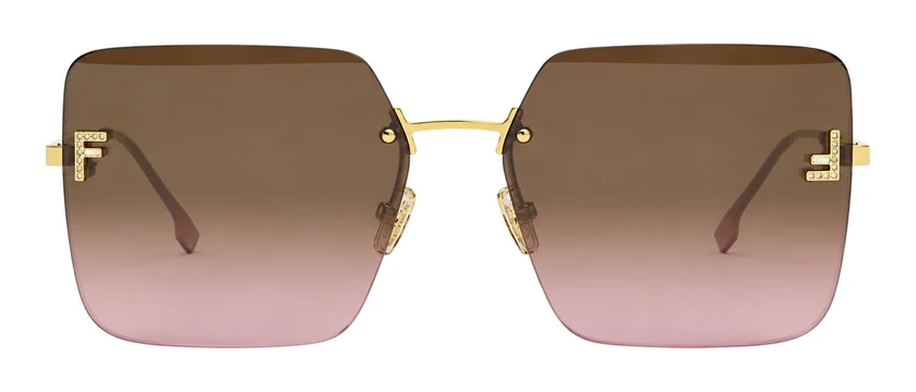 Óculos de sol Fendi FE4082US, sem aro, com lentes degradê marrom e rosa