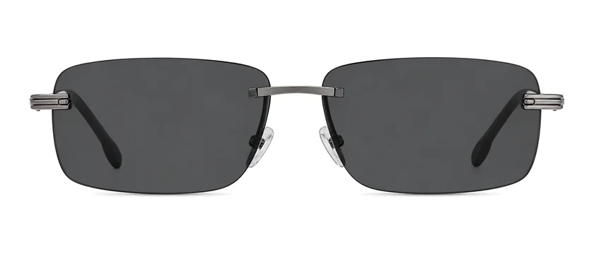 Óculos de sol TAG Heuer, sem aro, metal grafite com lentes cinza
